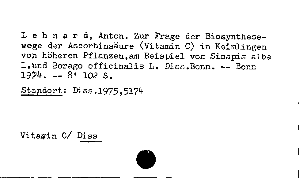 [Katalogkarte Dissertationenkatalog bis 1980]