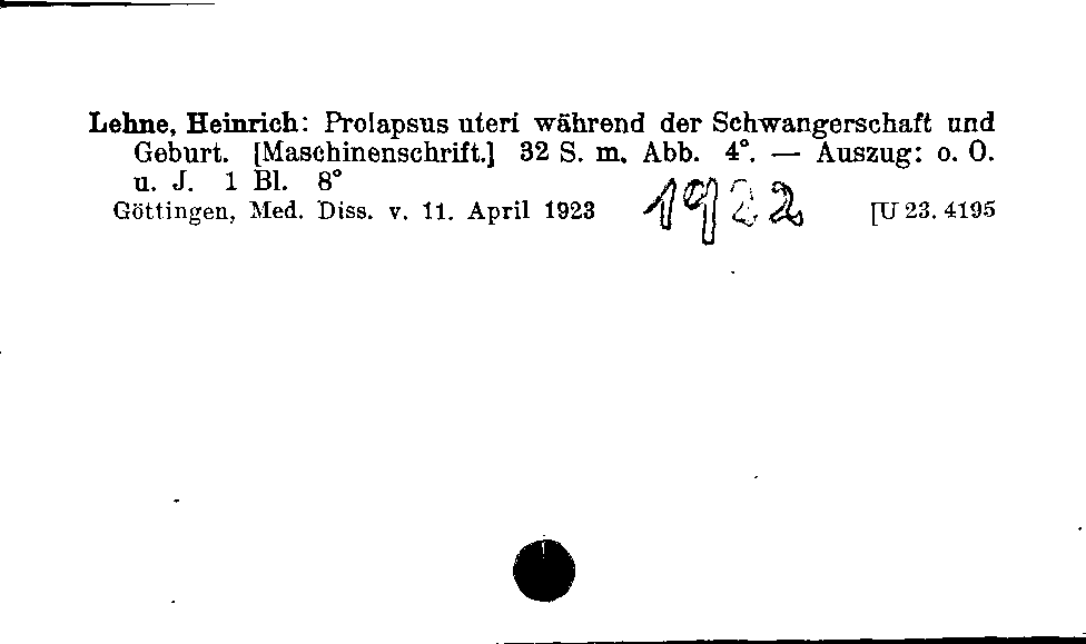 [Katalogkarte Dissertationenkatalog bis 1980]