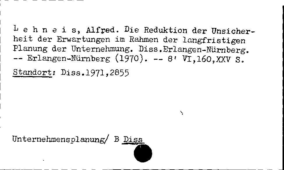 [Katalogkarte Dissertationenkatalog bis 1980]