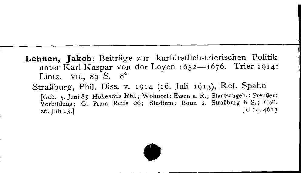 [Katalogkarte Dissertationenkatalog bis 1980]