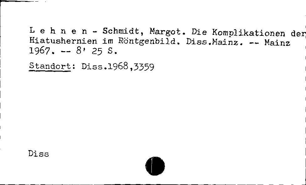 [Katalogkarte Dissertationenkatalog bis 1980]