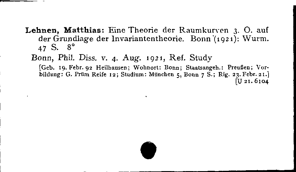 [Katalogkarte Dissertationenkatalog bis 1980]