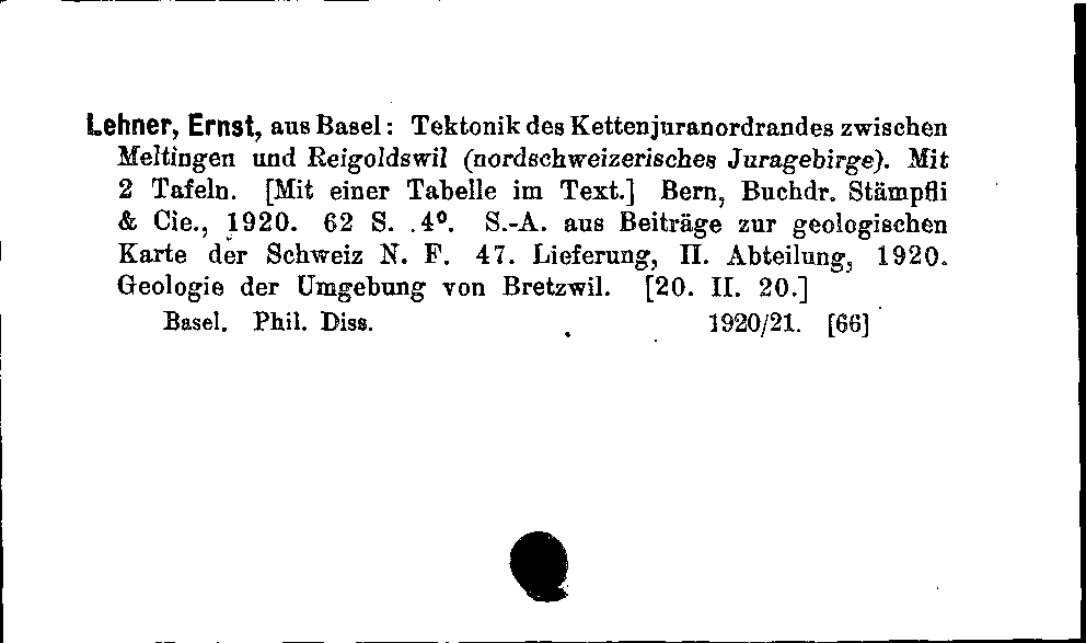 [Katalogkarte Dissertationenkatalog bis 1980]