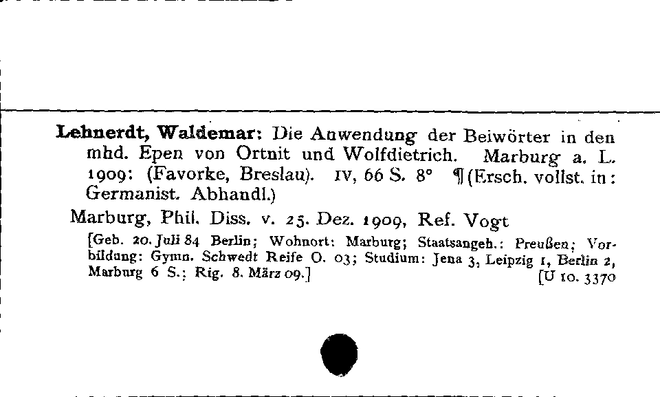 [Katalogkarte Dissertationenkatalog bis 1980]