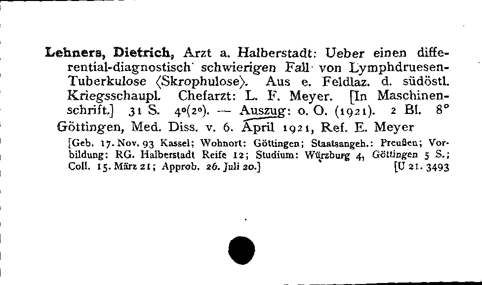 [Katalogkarte Dissertationenkatalog bis 1980]