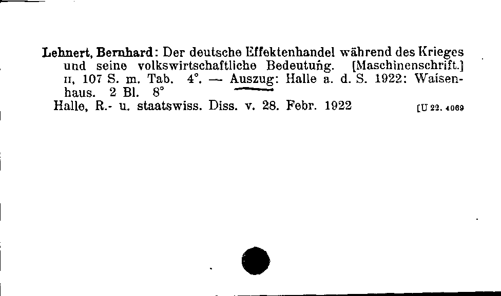 [Katalogkarte Dissertationenkatalog bis 1980]