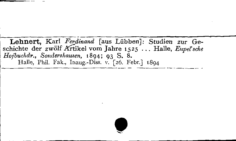 [Katalogkarte Dissertationenkatalog bis 1980]