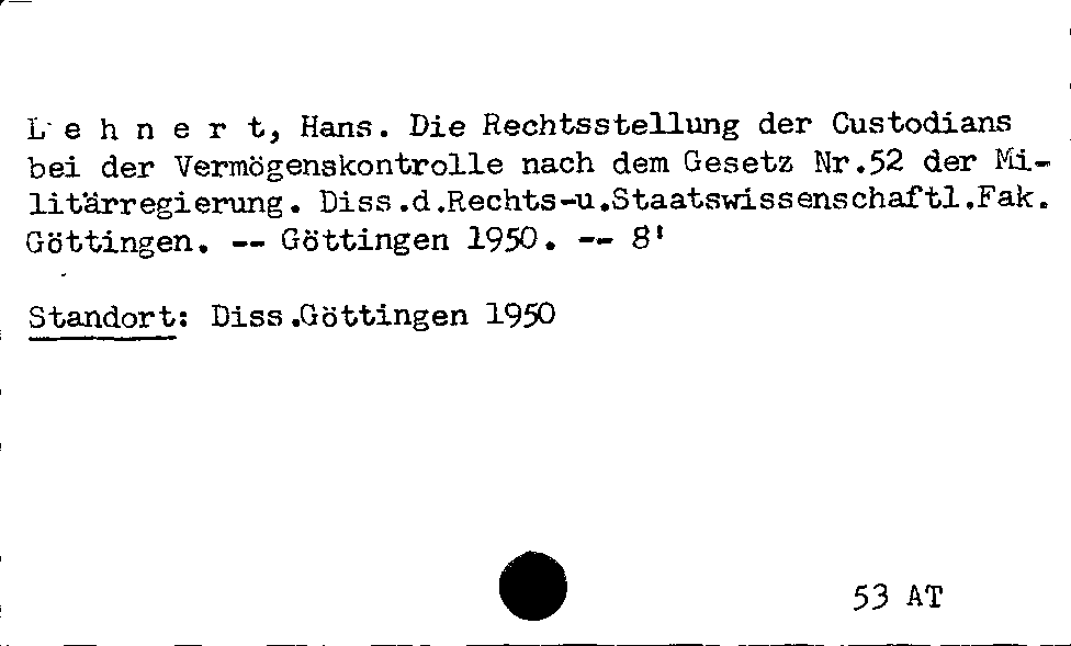 [Katalogkarte Dissertationenkatalog bis 1980]