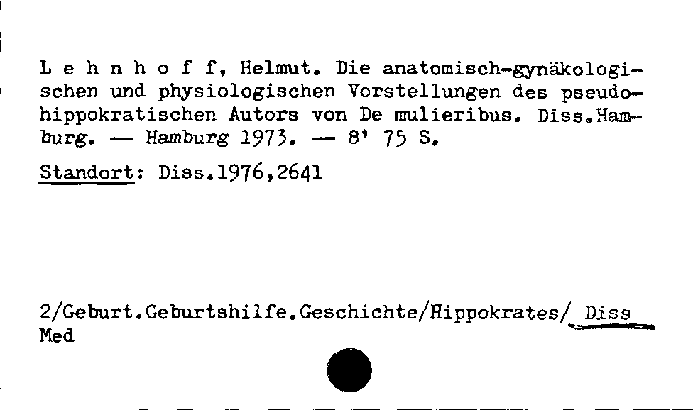 [Katalogkarte Dissertationenkatalog bis 1980]