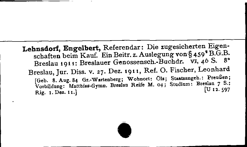 [Katalogkarte Dissertationenkatalog bis 1980]