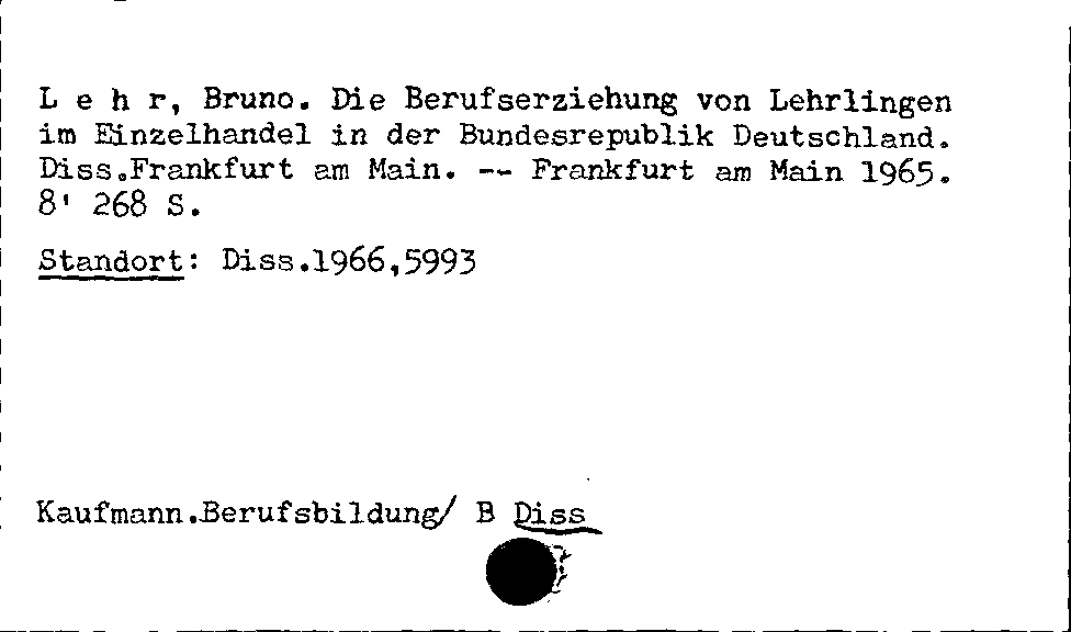 [Katalogkarte Dissertationenkatalog bis 1980]