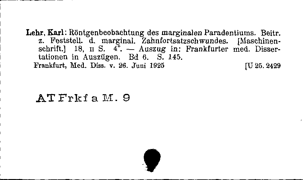 [Katalogkarte Dissertationenkatalog bis 1980]