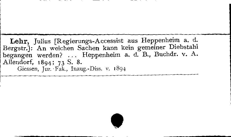 [Katalogkarte Dissertationenkatalog bis 1980]