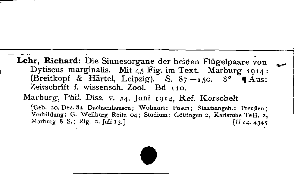 [Katalogkarte Dissertationenkatalog bis 1980]