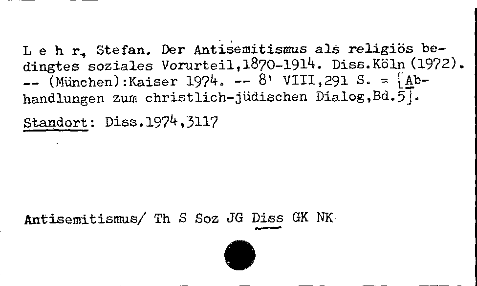 [Katalogkarte Dissertationenkatalog bis 1980]