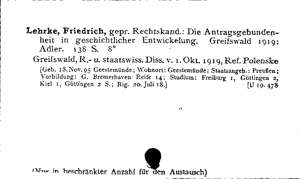 [Katalogkarte Dissertationenkatalog bis 1980]