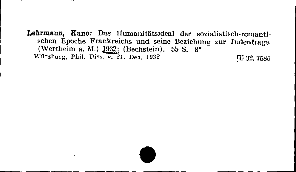 [Katalogkarte Dissertationenkatalog bis 1980]