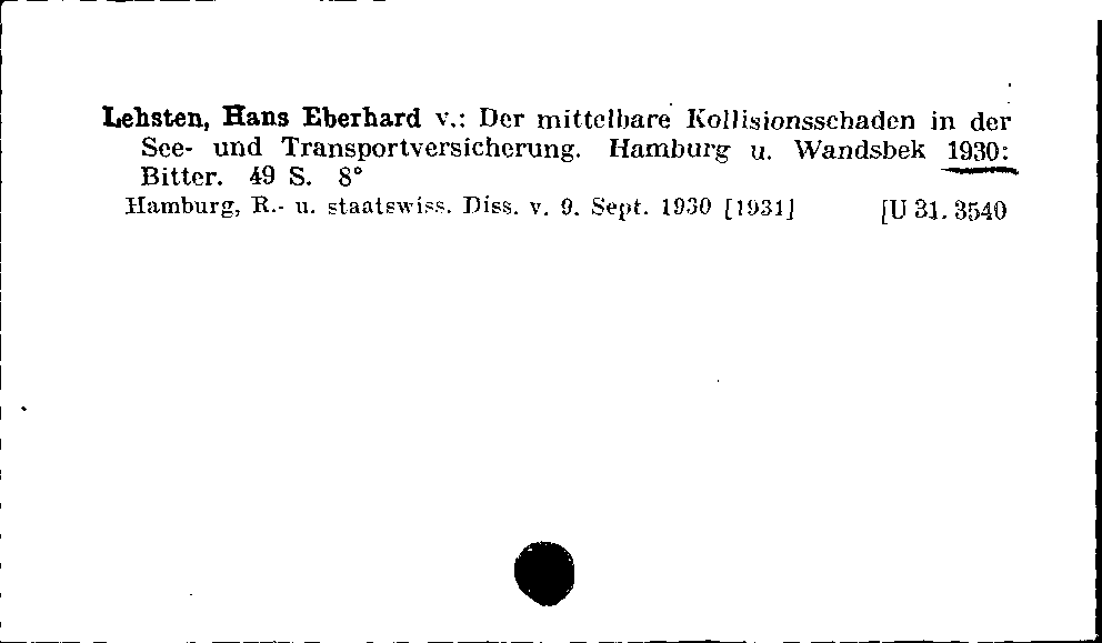 [Katalogkarte Dissertationenkatalog bis 1980]