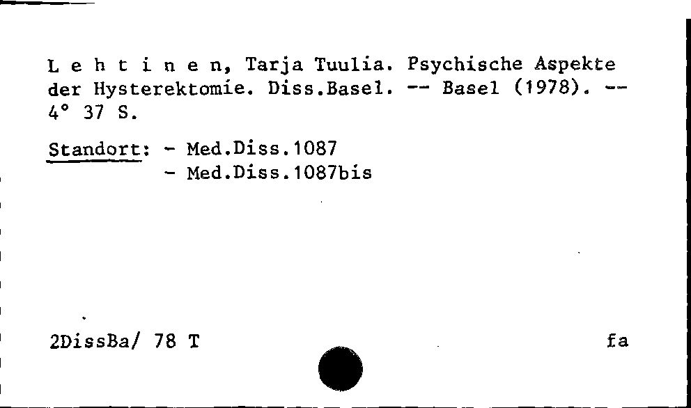 [Katalogkarte Dissertationenkatalog bis 1980]