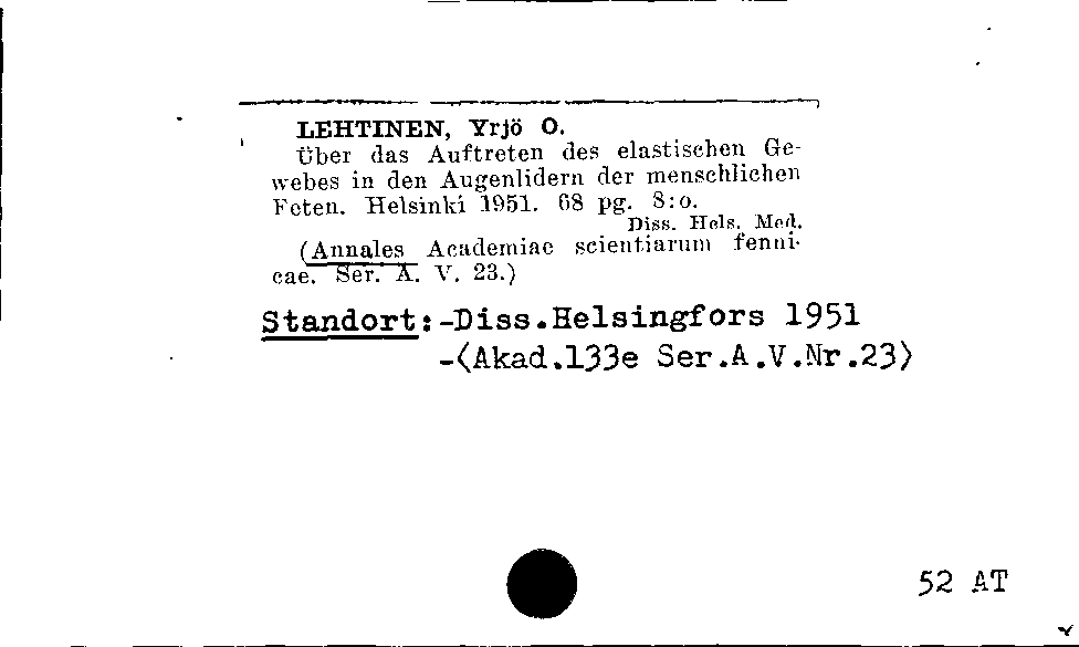 [Katalogkarte Dissertationenkatalog bis 1980]