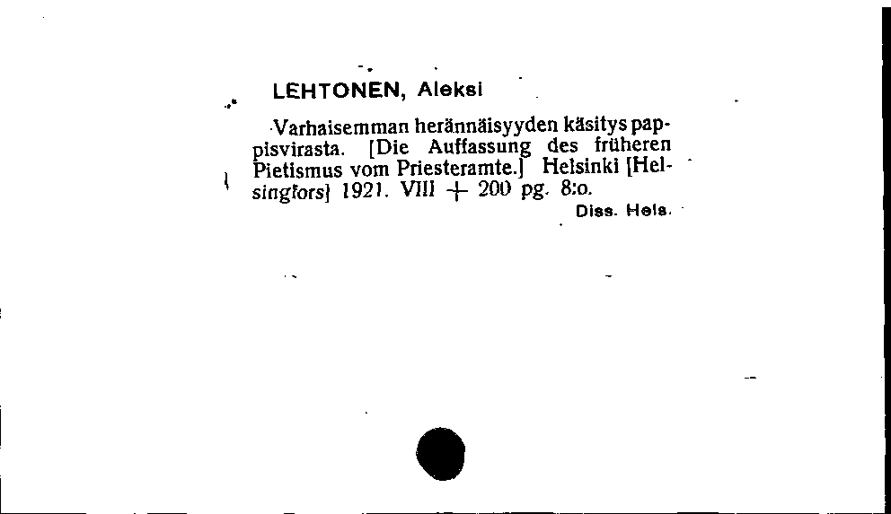 [Katalogkarte Dissertationenkatalog bis 1980]