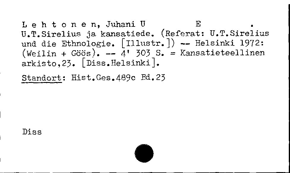 [Katalogkarte Dissertationenkatalog bis 1980]