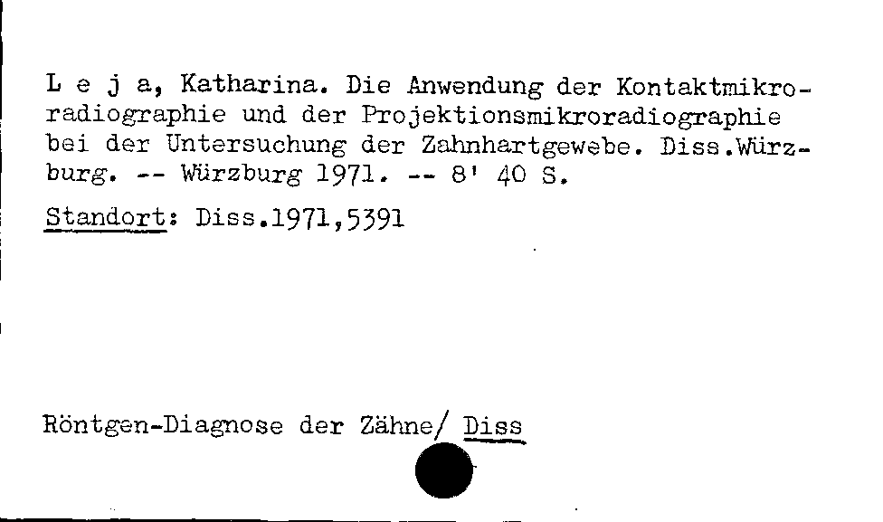 [Katalogkarte Dissertationenkatalog bis 1980]