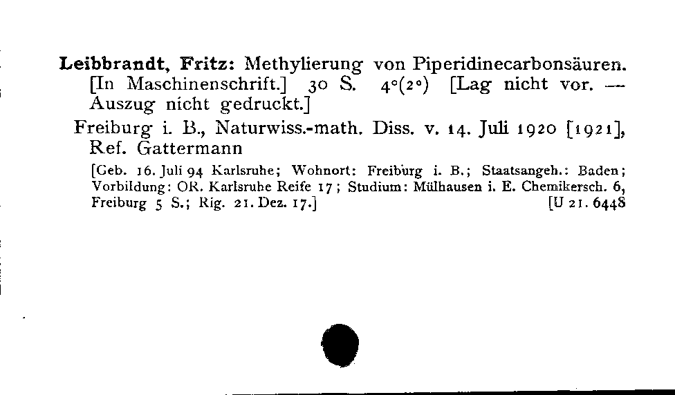 [Katalogkarte Dissertationenkatalog bis 1980]