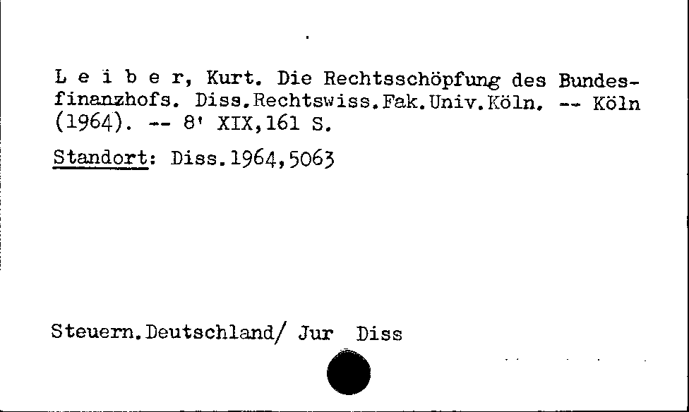 [Katalogkarte Dissertationenkatalog bis 1980]