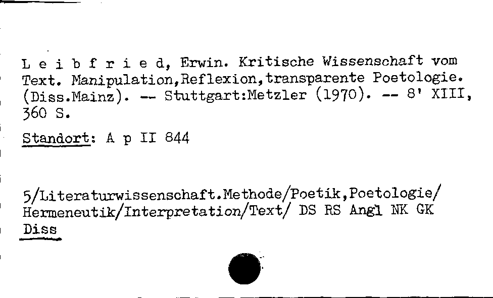 [Katalogkarte Dissertationenkatalog bis 1980]