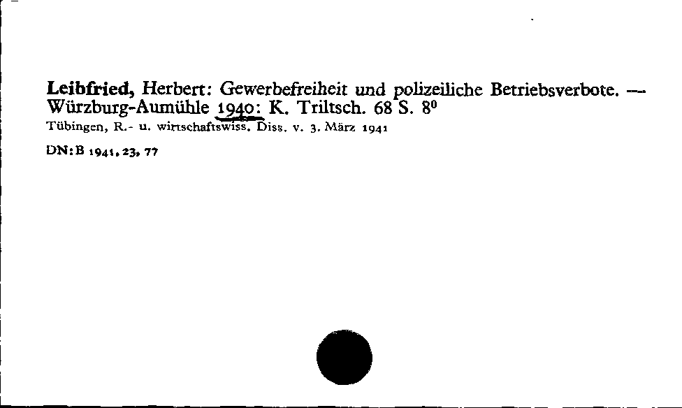 [Katalogkarte Dissertationenkatalog bis 1980]