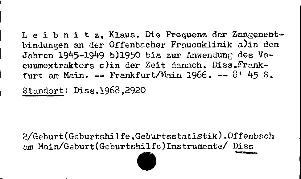 [Katalogkarte Dissertationenkatalog bis 1980]