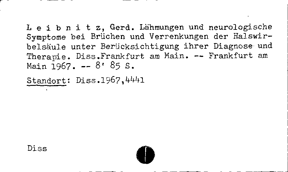 [Katalogkarte Dissertationenkatalog bis 1980]