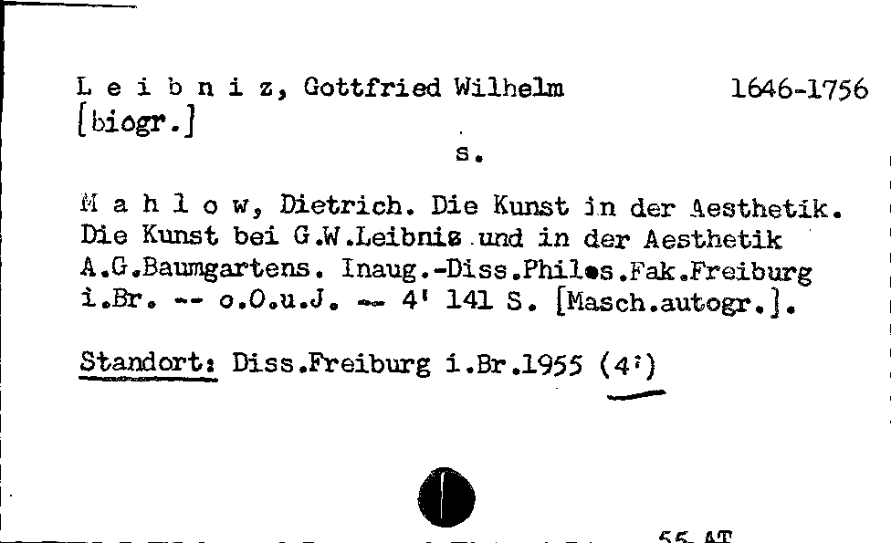 [Katalogkarte Dissertationenkatalog bis 1980]