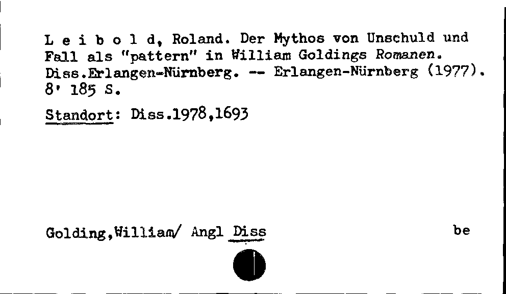 [Katalogkarte Dissertationenkatalog bis 1980]