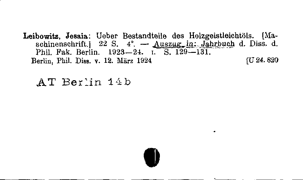 [Katalogkarte Dissertationenkatalog bis 1980]