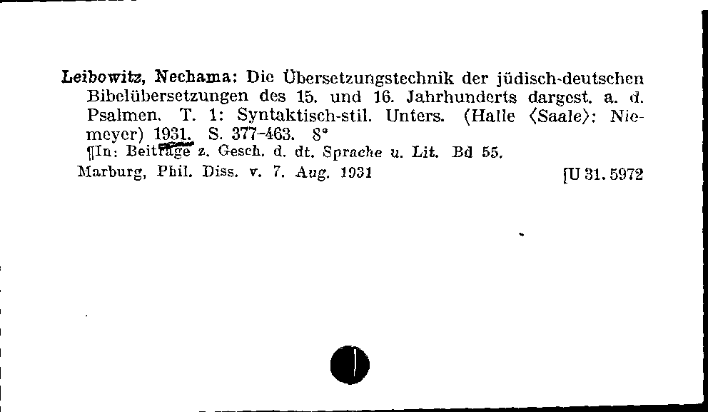 [Katalogkarte Dissertationenkatalog bis 1980]