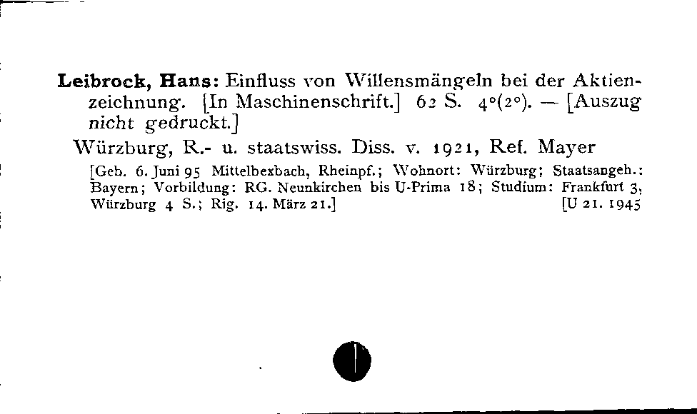 [Katalogkarte Dissertationenkatalog bis 1980]