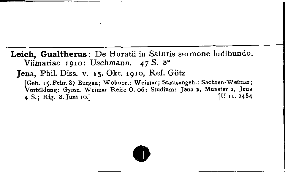 [Katalogkarte Dissertationenkatalog bis 1980]