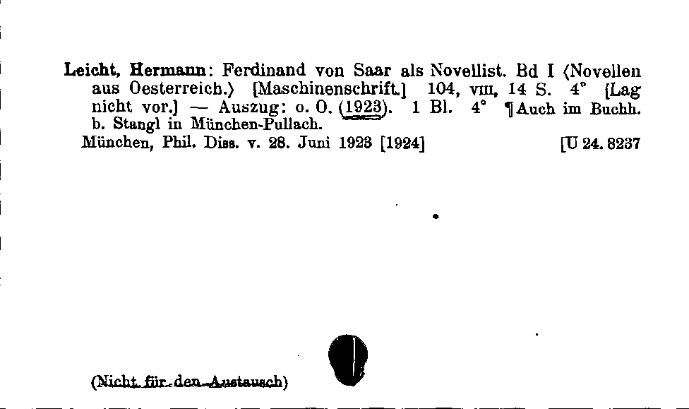 [Katalogkarte Dissertationenkatalog bis 1980]