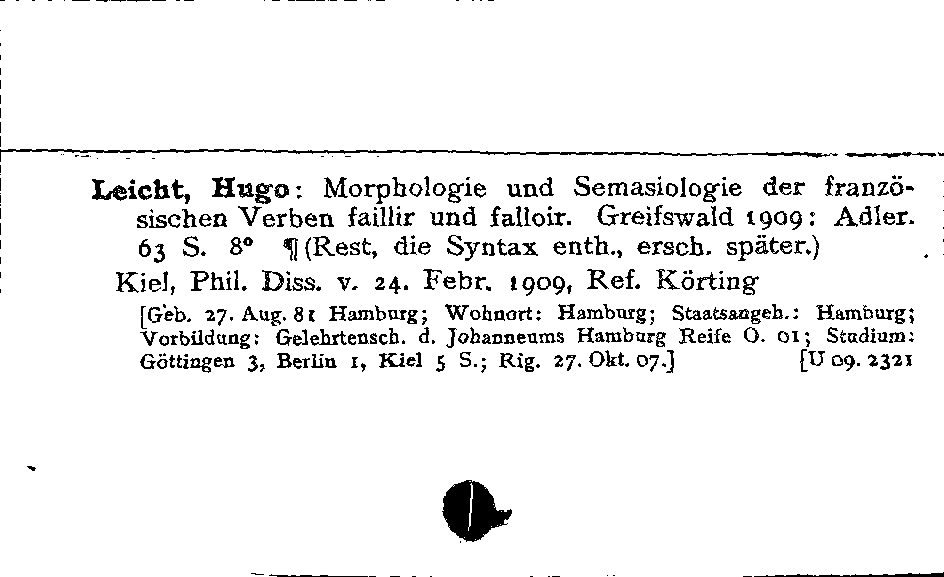 [Katalogkarte Dissertationenkatalog bis 1980]