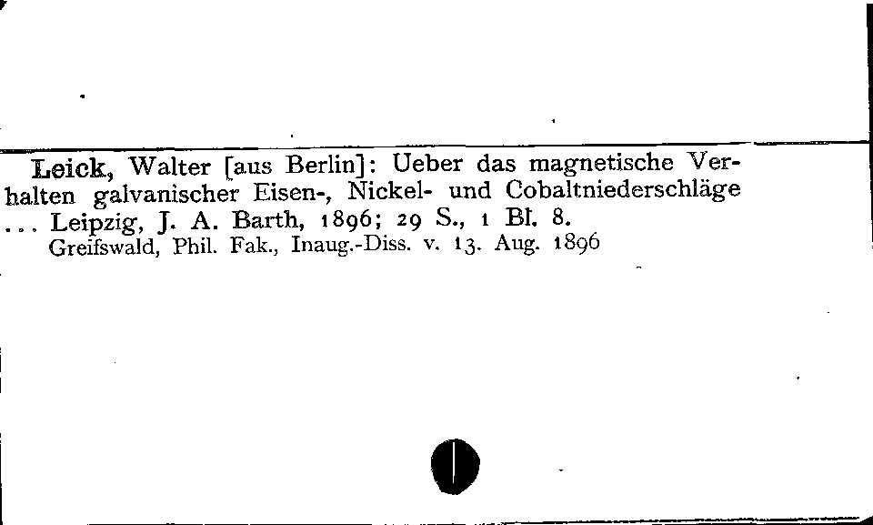 [Katalogkarte Dissertationenkatalog bis 1980]