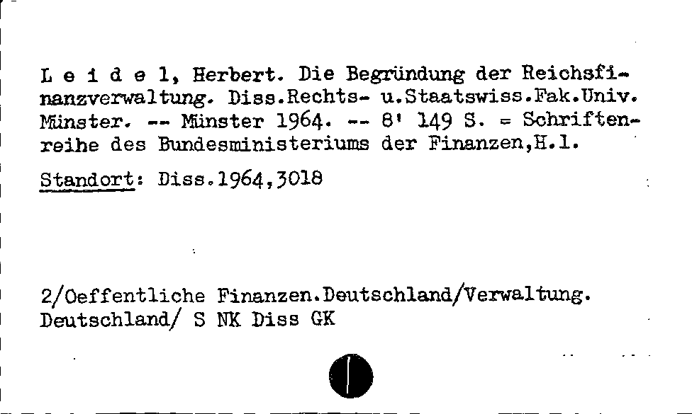 [Katalogkarte Dissertationenkatalog bis 1980]