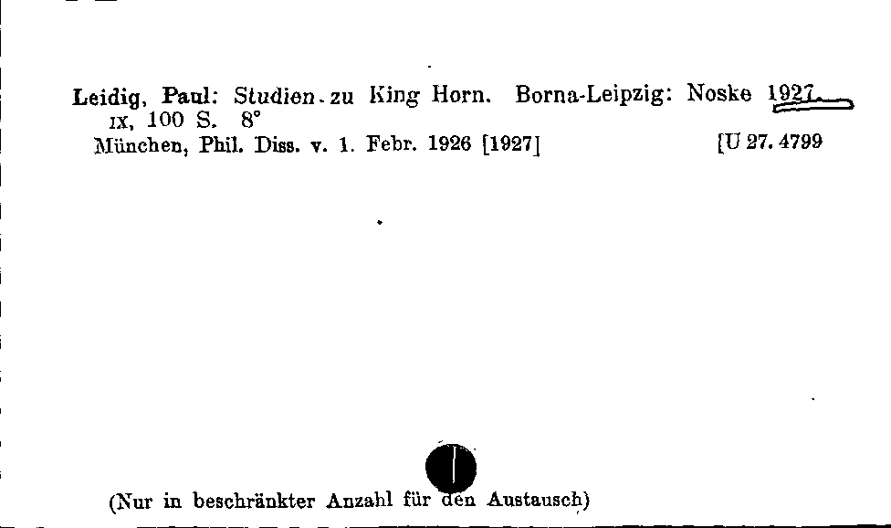 [Katalogkarte Dissertationenkatalog bis 1980]