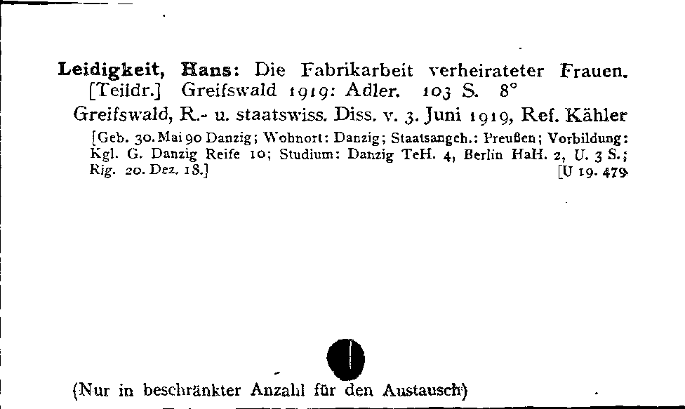 [Katalogkarte Dissertationenkatalog bis 1980]