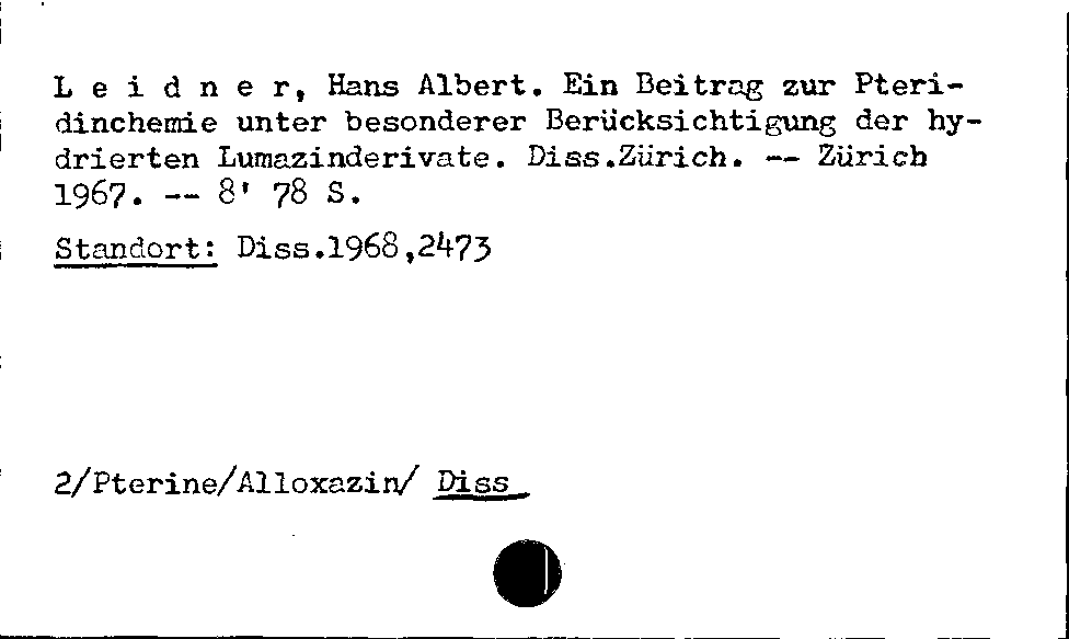 [Katalogkarte Dissertationenkatalog bis 1980]