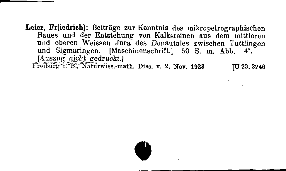 [Katalogkarte Dissertationenkatalog bis 1980]