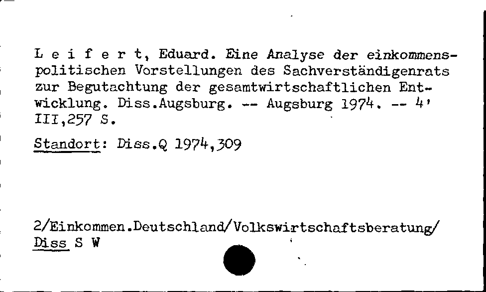 [Katalogkarte Dissertationenkatalog bis 1980]