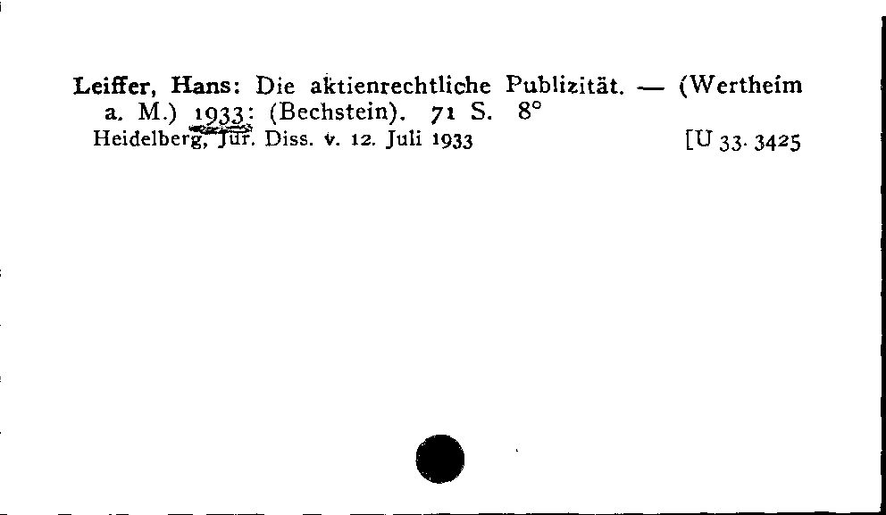 [Katalogkarte Dissertationenkatalog bis 1980]