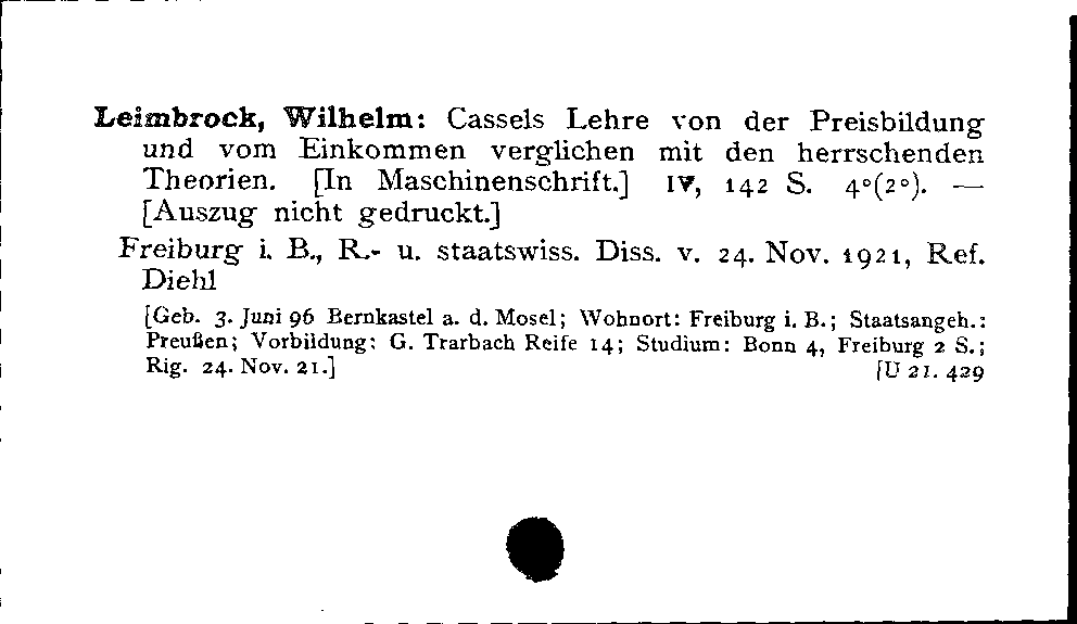 [Katalogkarte Dissertationenkatalog bis 1980]